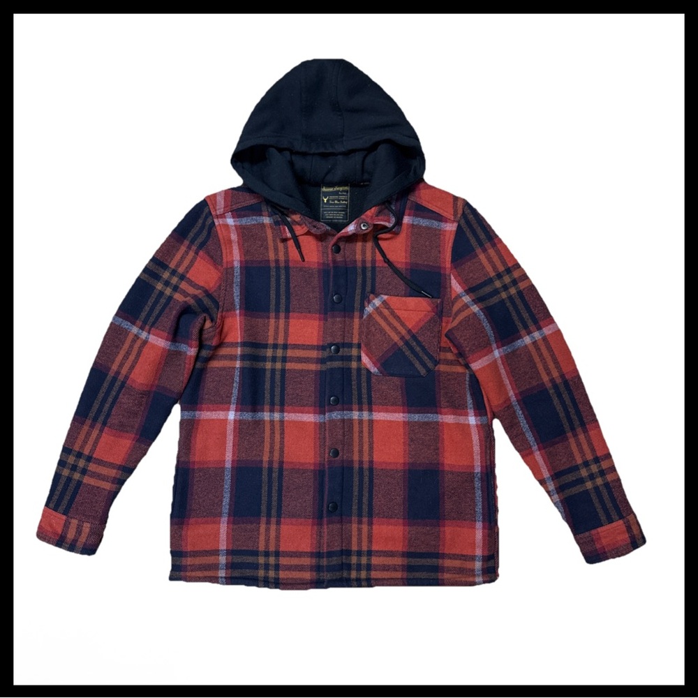 Sunrise Kingdom Premium Vintage Hooded Lined Flannel Snap Close Jacket Men Sz M